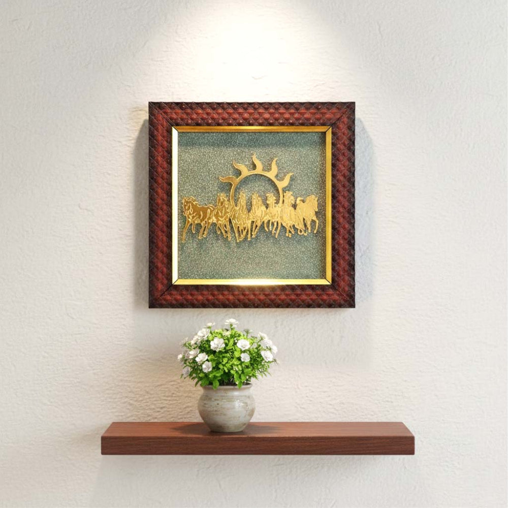 7 Horses on Raw Pyrite Frame