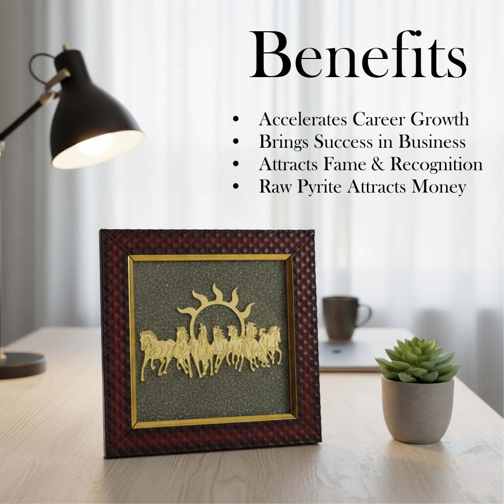 7 Horses on Raw Pyrite Frame