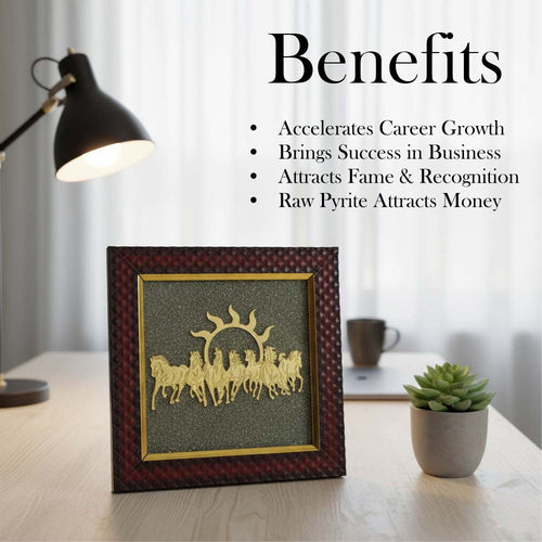 7 Horses on Raw Pyrite Frame