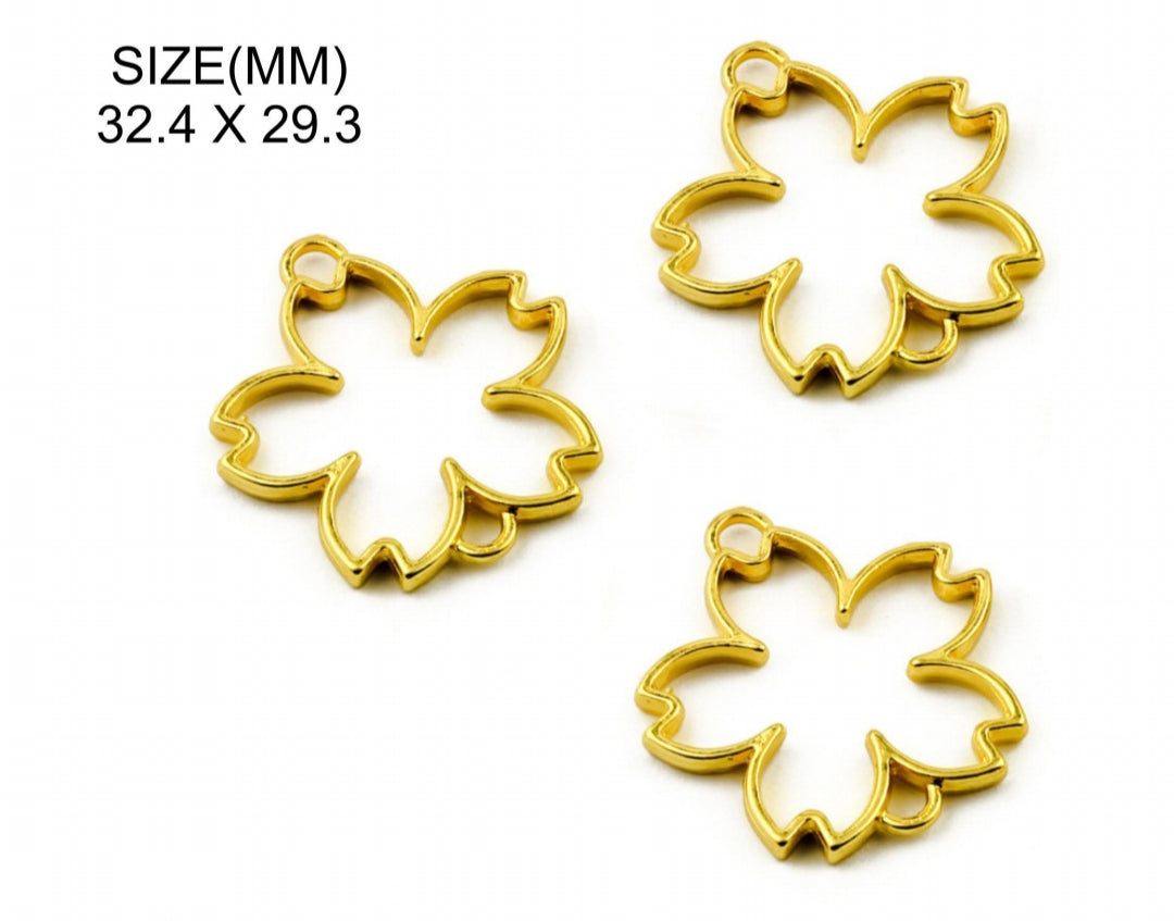 Gold Double Hole Kali Flower Bezzel (set of 5) -07