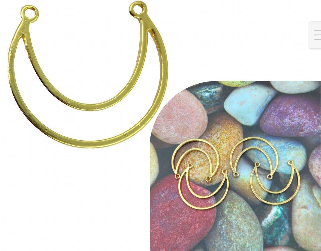 Gold Half Moon with 2 Hole Bezzel (set of 5)